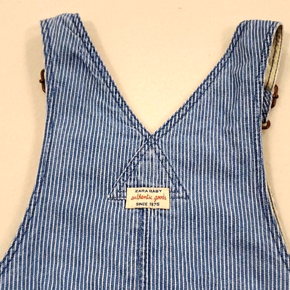 Zara Baby Blue & White Striped Overalls - Picture 5 of 6